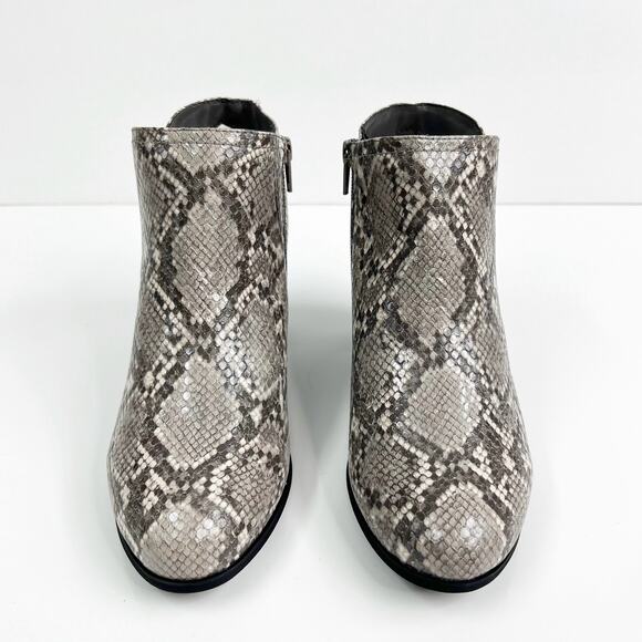 CLOUDWALKERS Ankle Booties Python Snakeskin Cushioned Black Gray Women's Size 8W - Picture 3 of 12